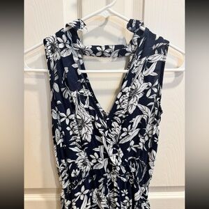 BCX Navy and White Floral Jumpsuit